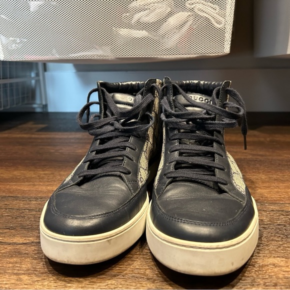 Men’s Gucci Common Canvas Leather High Top Sneakers - Picture 4 of 5
